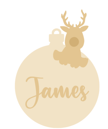 3mm mdf Personalised Rudolph Reindeer Sitting on Bauble