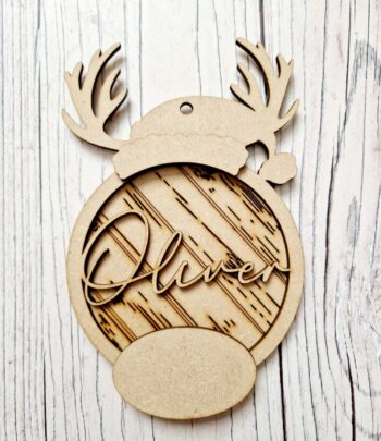 3mm mdf Personalised Rudolph Hat and Nose Bauble