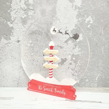 UV Printed Snowglobe - Red North Pole Post Design