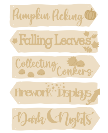 3mm mdf Autumn Signposts Style 2 (5 signs)