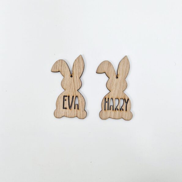 4mm Oak Veneer Personalised Hanging Bunny Tag