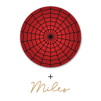 printed spiders web circle and name